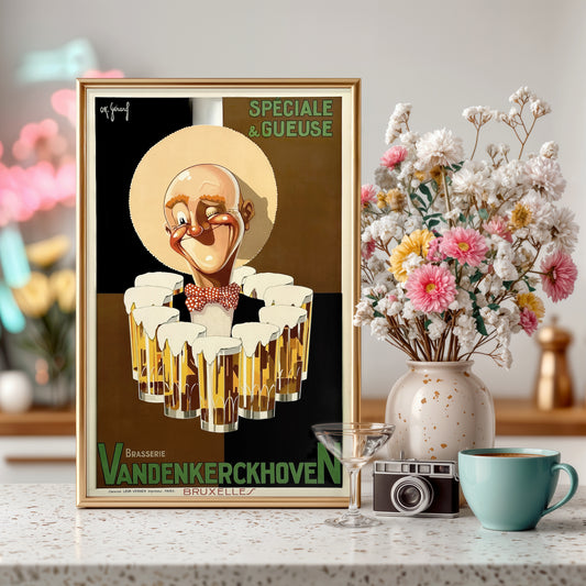 Vintage Vandenkerckhoven Beer Poster – Brussels Brewery Advertising Art Print