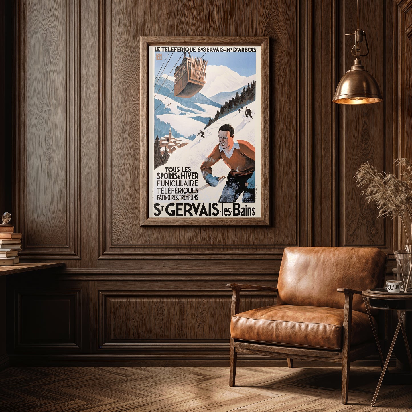 St. Gervais-les-Bains Vintage Ski Poster – French Alps Winter Sports Art
