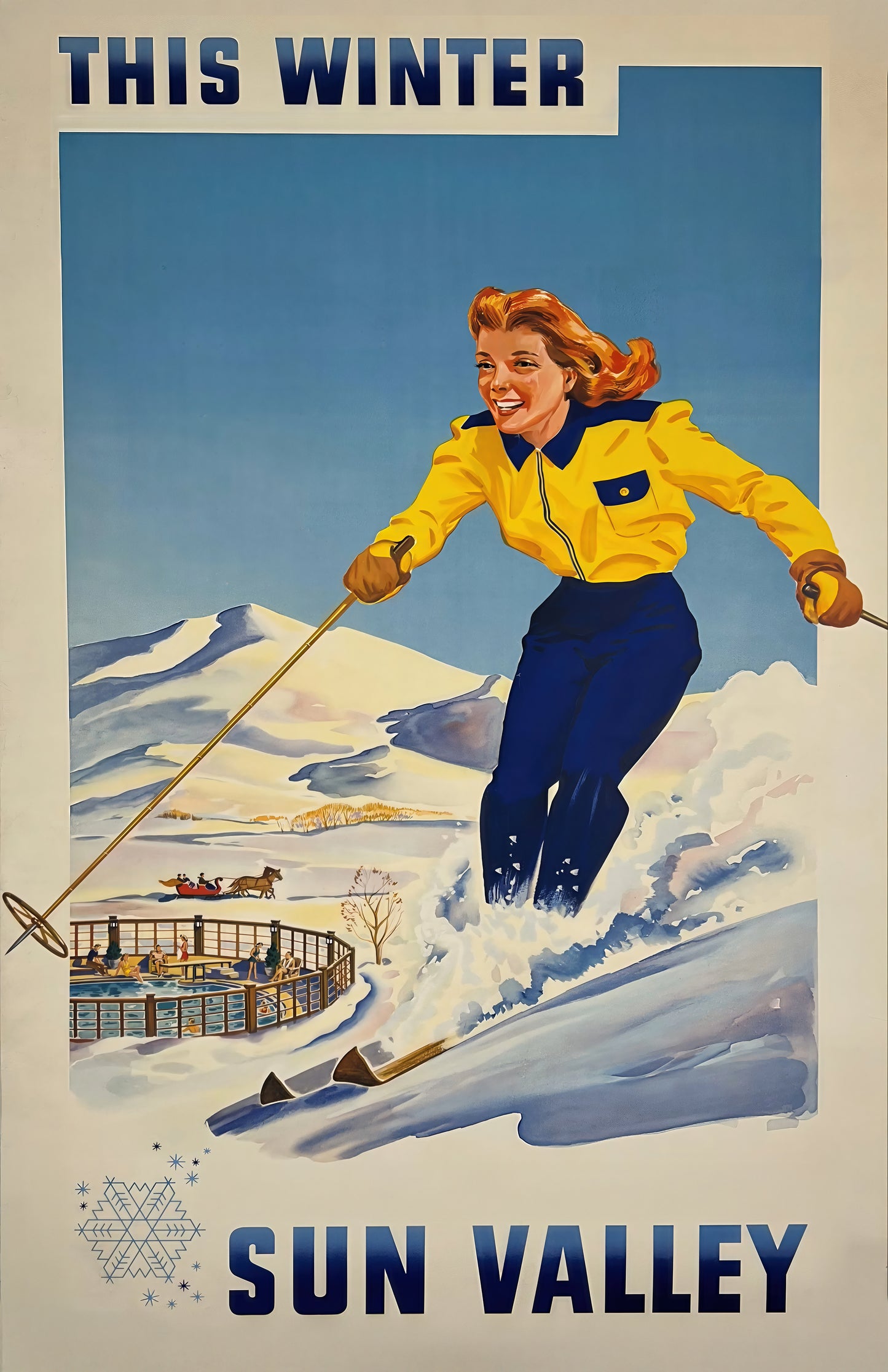 Sun Valley Winter Skiing – Vintage Travel Poster