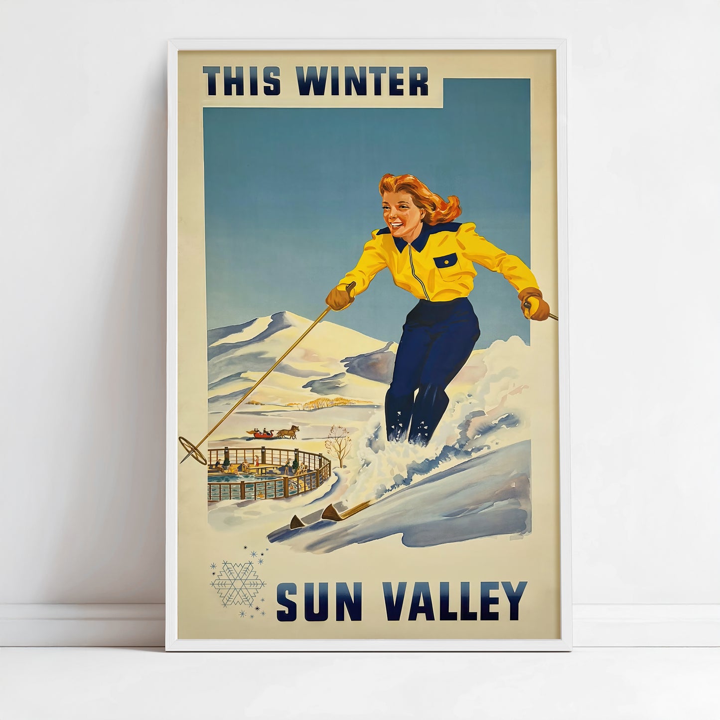 Sun Valley Winter Skiing – Vintage Travel Poster