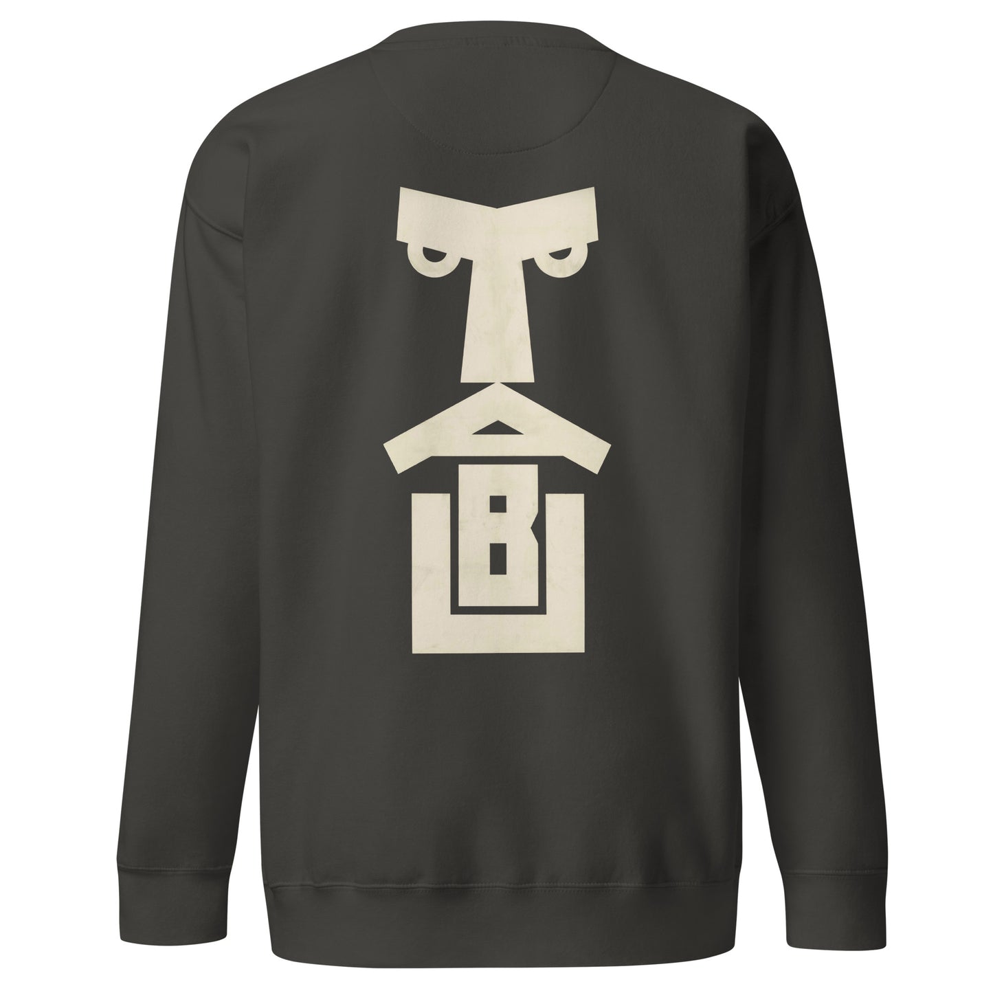 Geometric Face Back-Print Sweatshirt – Minimalist Modern Graphic Pullover