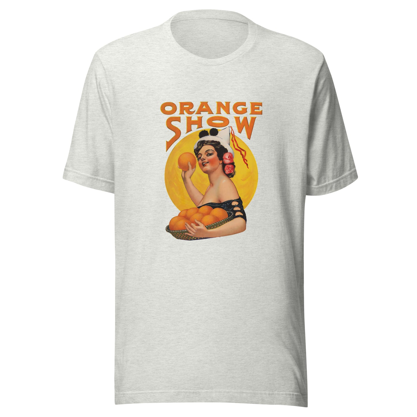 Vintage Orange Show Graphic Tee – Retro Fruit Festival Pin-Up Shirt