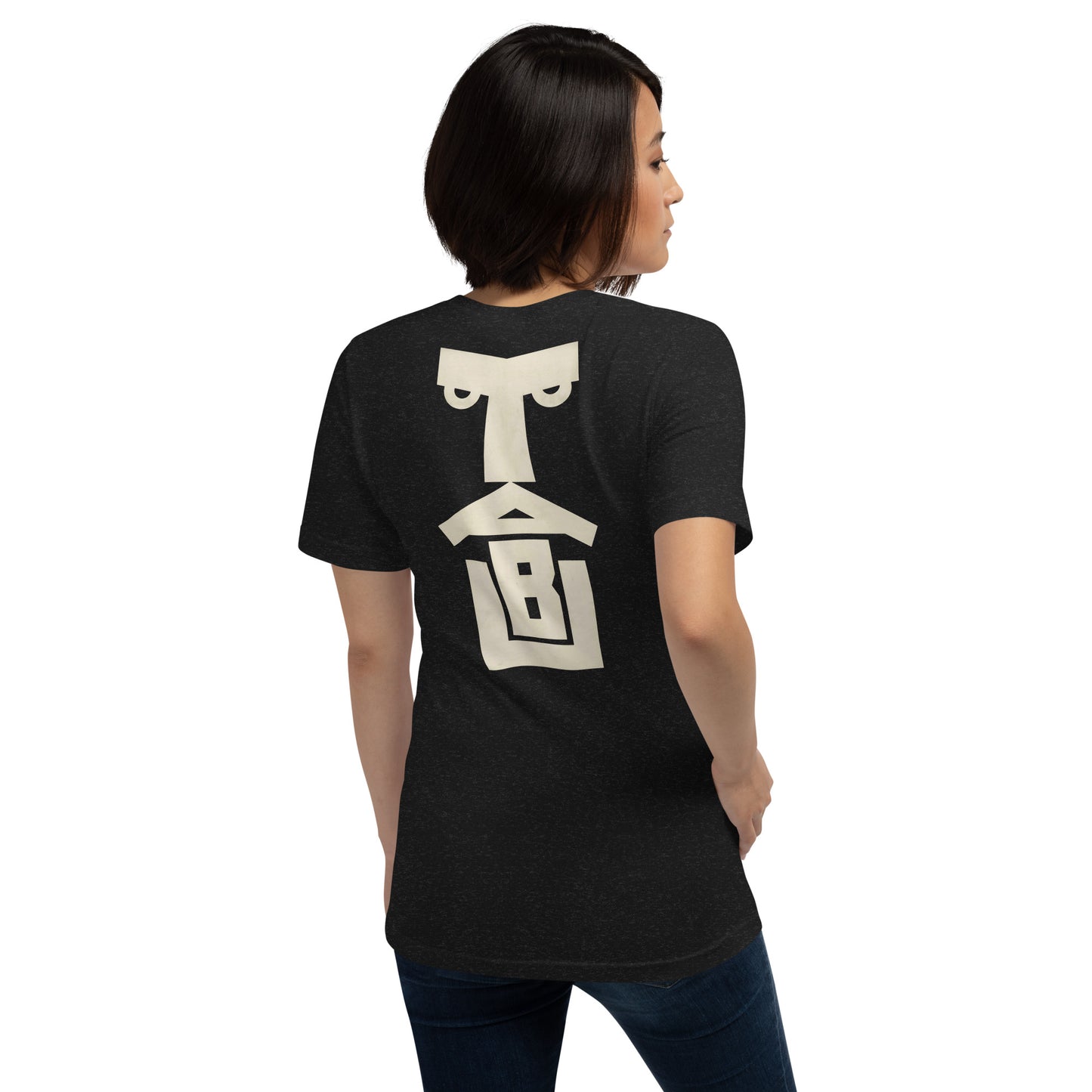 Bold Geometric Face Back-Print T-Shirt – Minimalist Modern Graphic Tee