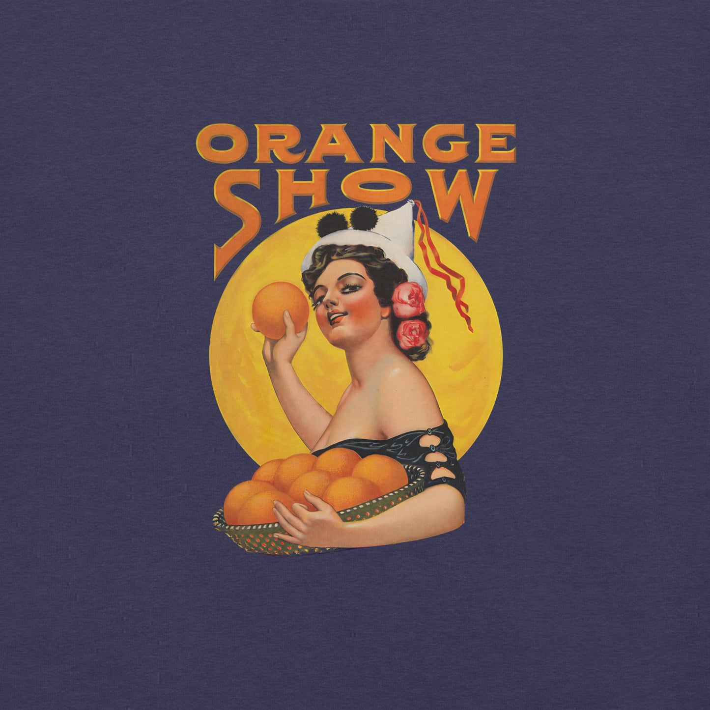 Vintage Orange Show Graphic Tee – Retro Fruit Festival Pin-Up Shirt