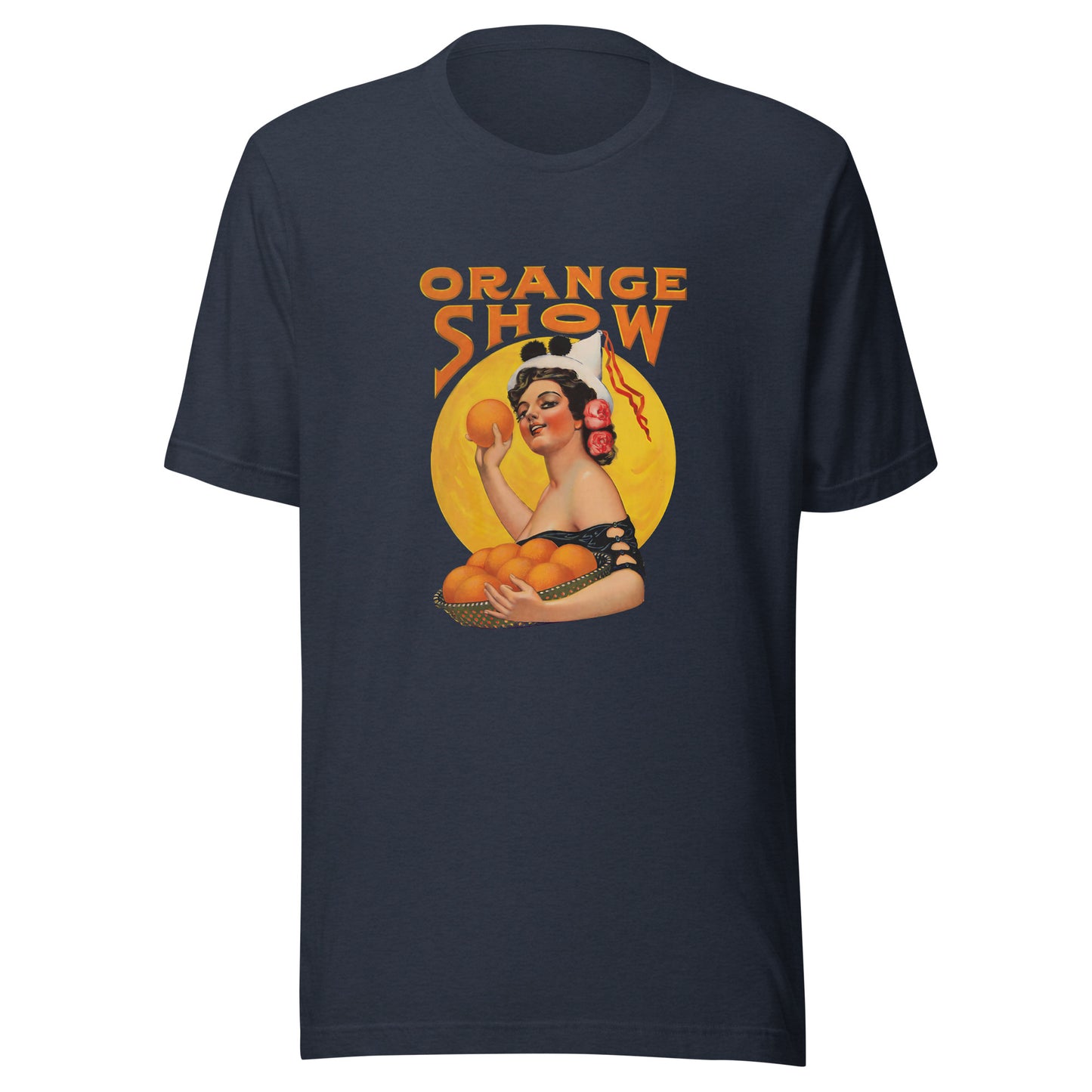 Vintage Orange Show Graphic Tee – Retro Fruit Festival Pin-Up Shirt
