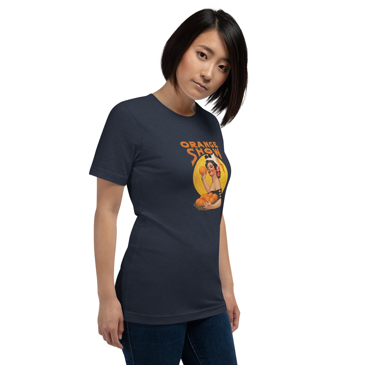 Vintage Orange Show Graphic Tee – Retro Fruit Festival Pin-Up Shirt
