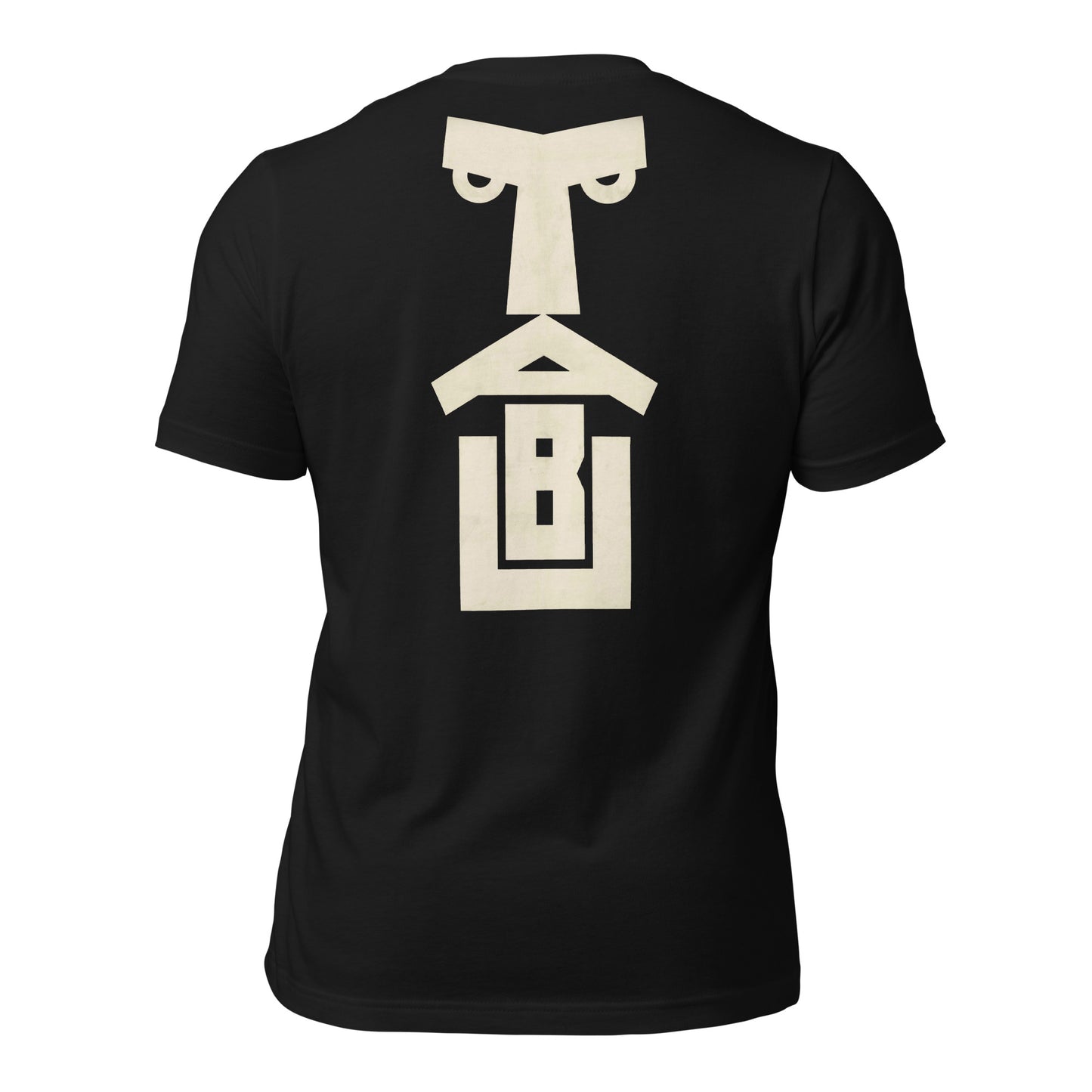 Bold Geometric Face Back-Print T-Shirt – Minimalist Modern Graphic Tee