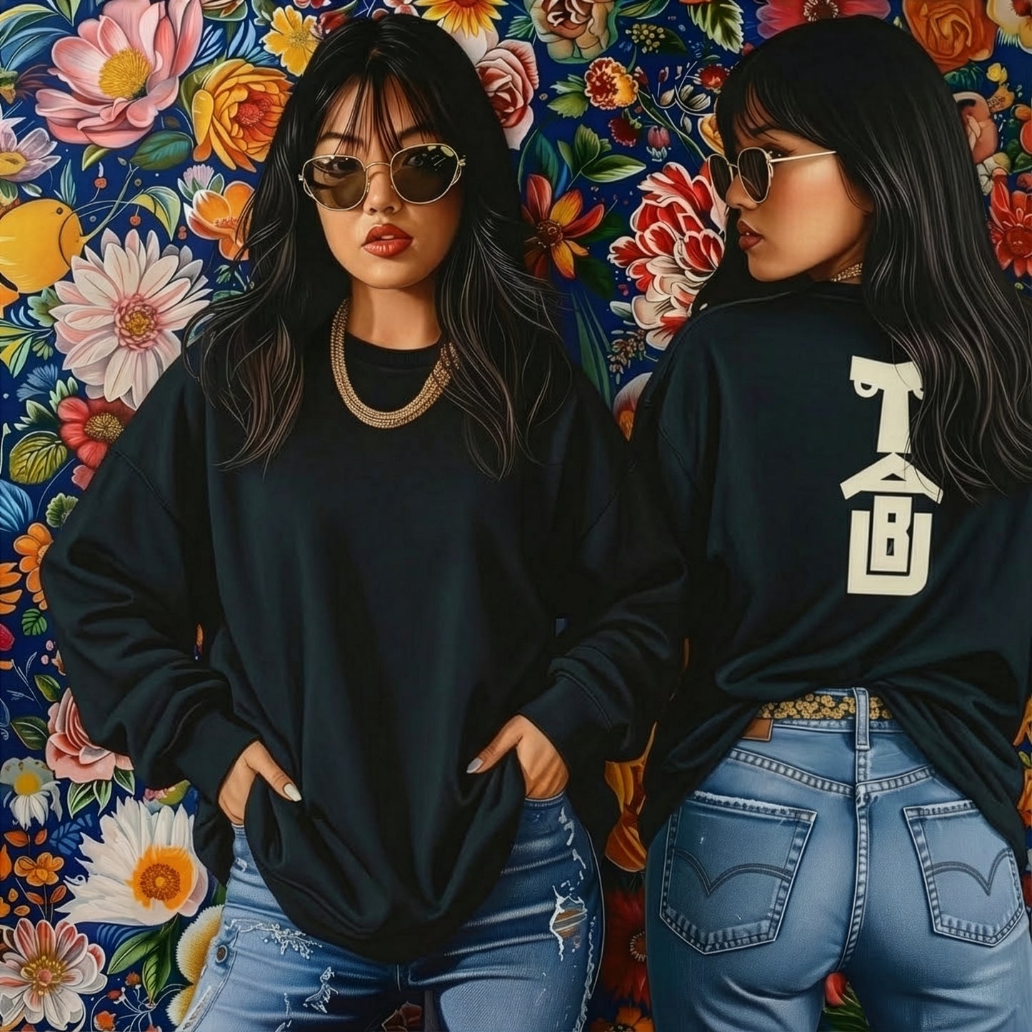 Geometric Face Back-Print Sweatshirt – Minimalist Modern Graphic Pullover