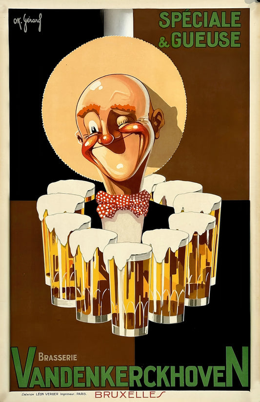 Vintage Vandenkerckhoven Beer Poster – Brussels Brewery Advertising Art Print