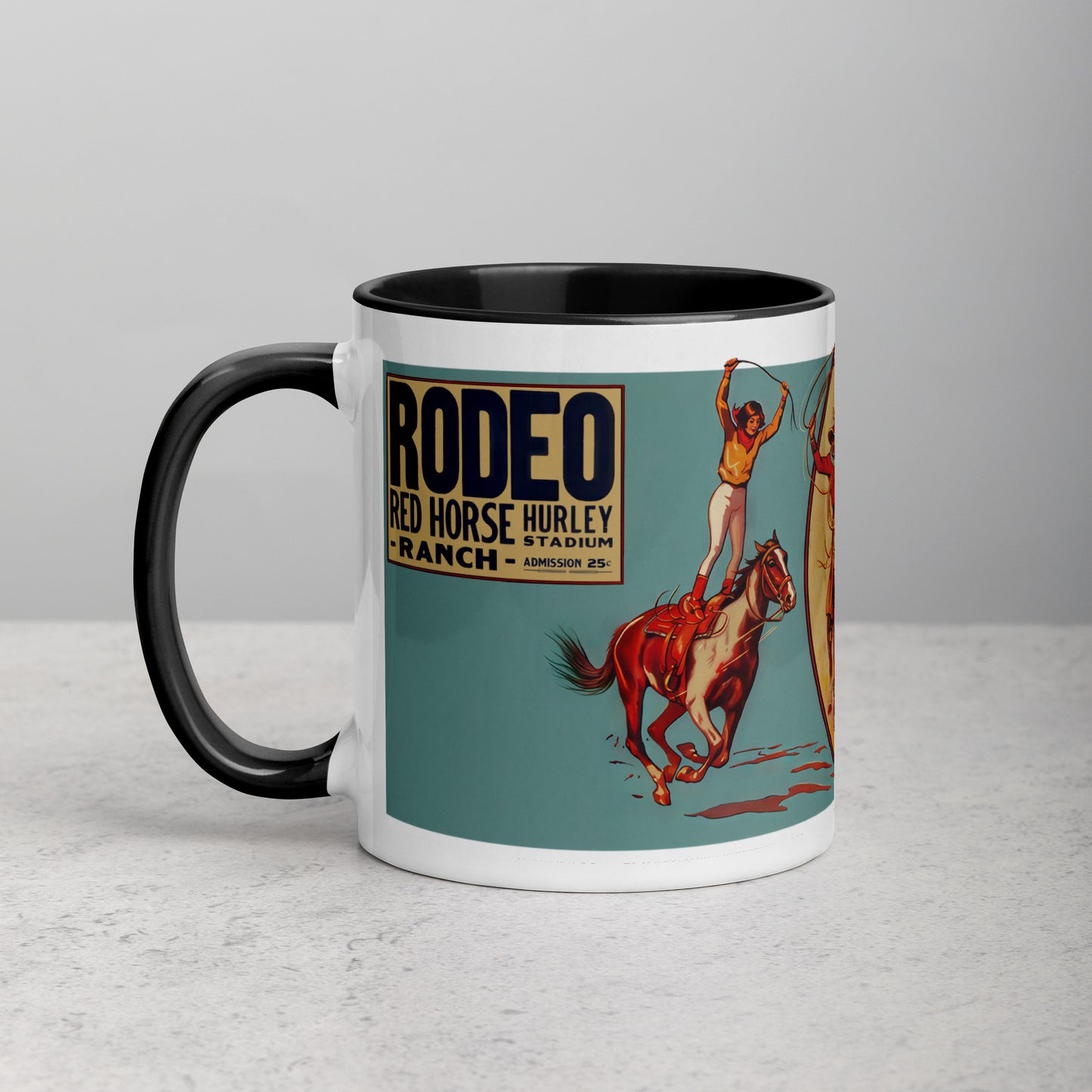 Vintage Rodeo Porcelain Mug – Red Horse Hurley Ranch Western Cowboy Coffee Cup 11oz