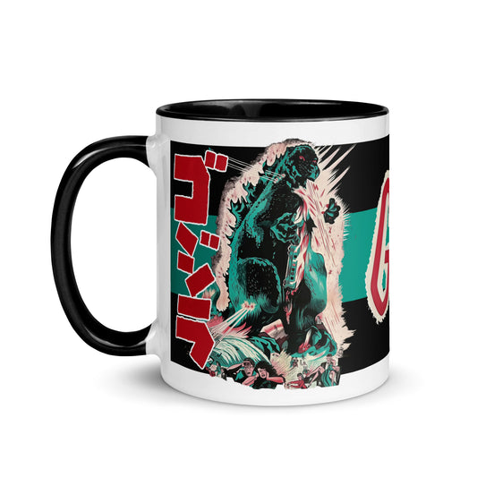 Godzilla Porcelain Mug – Vintage French Movie Poster Kaiju Coffee Cup 11oz