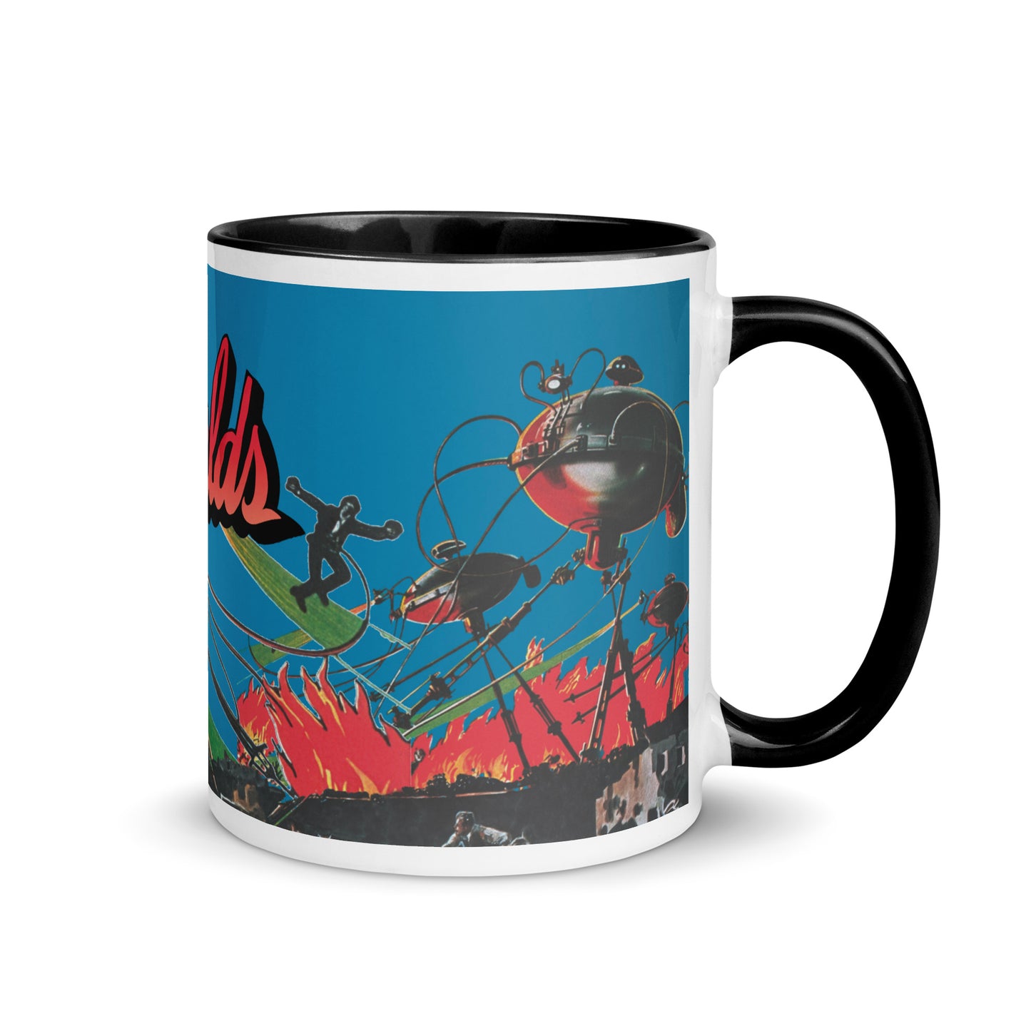 War of the Worlds Ceramic Mug – Retro Sci-Fi Movie Art with Color Handle & Interior
