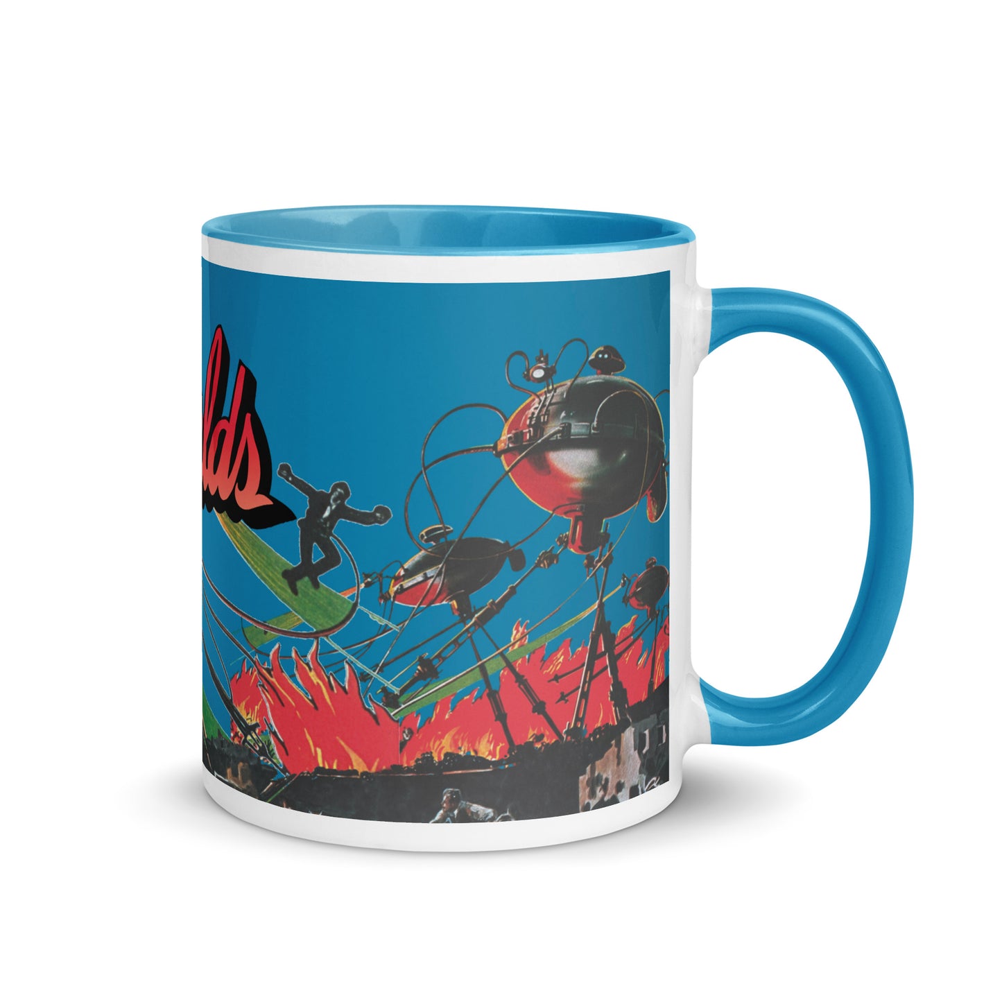 War of the Worlds Ceramic Mug – Retro Sci-Fi Movie Art with Color Handle & Interior