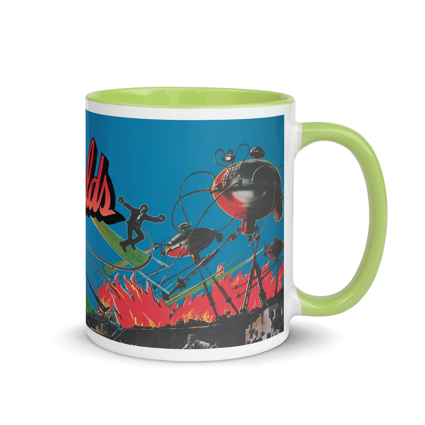 War of the Worlds Ceramic Mug – Retro Sci-Fi Movie Art with Color Handle & Interior