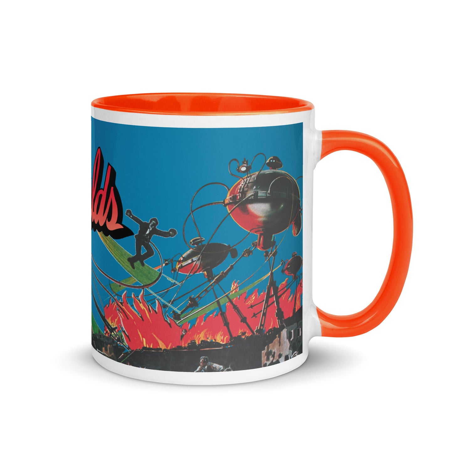 War of the Worlds Ceramic Mug – Retro Sci-Fi Movie Art with Color Handle & Interior