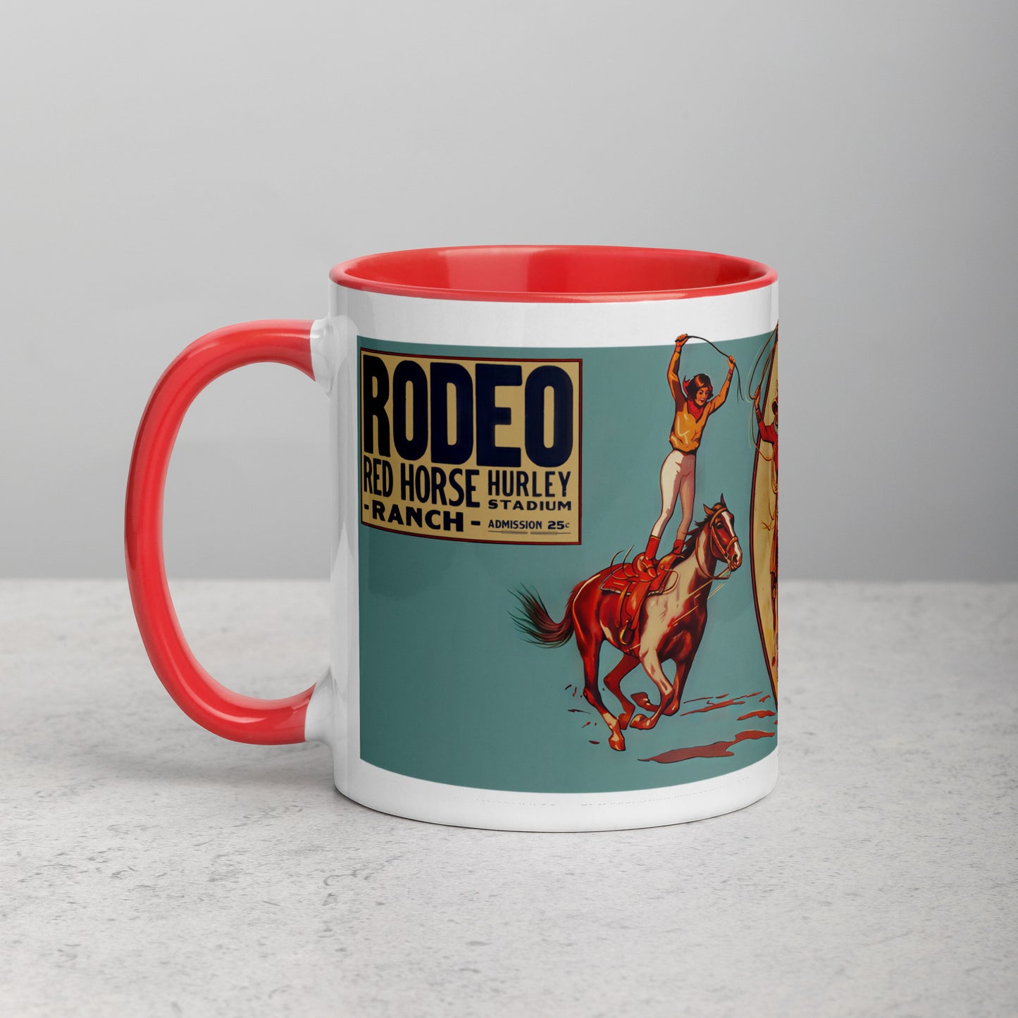 Vintage Rodeo Porcelain Mug – Red Horse Hurley Ranch Western Cowboy Coffee Cup 11oz