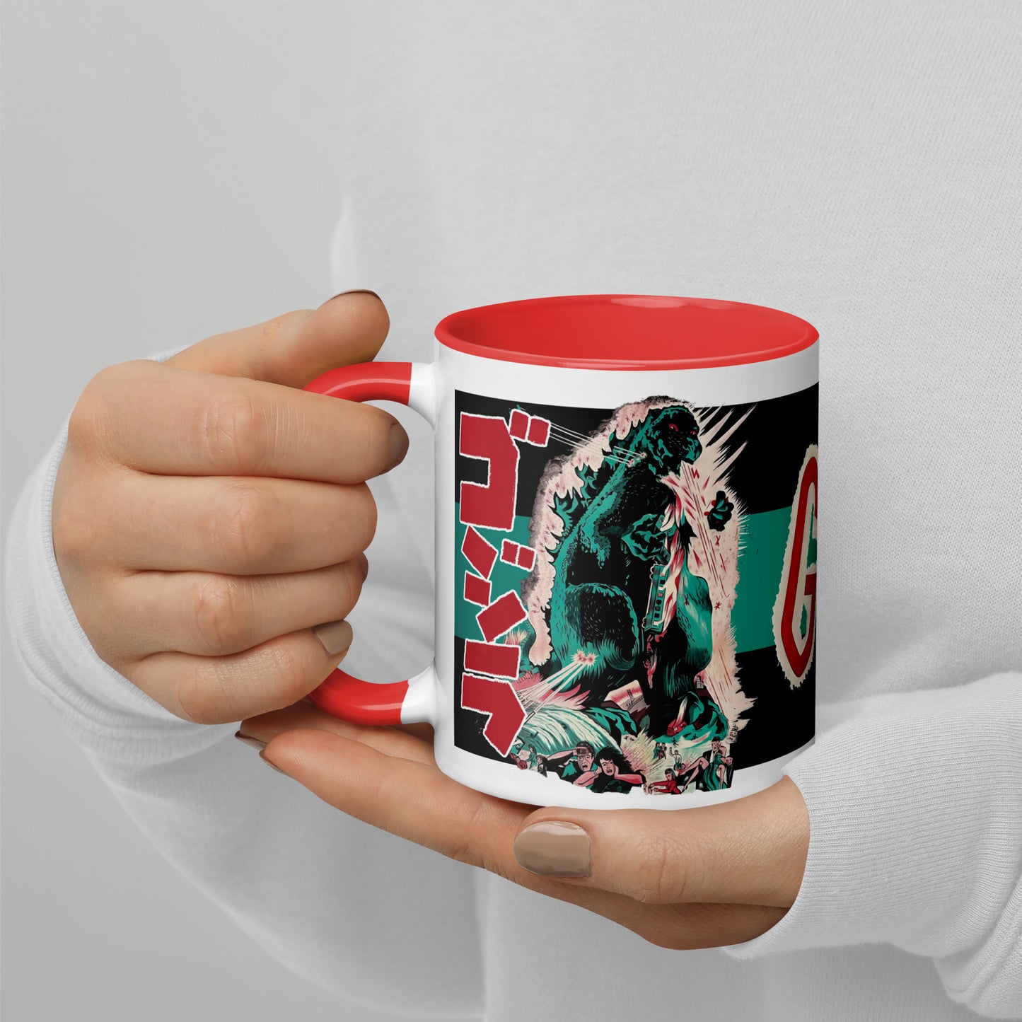 Godzilla Porcelain Mug – Vintage French Movie Poster Kaiju Coffee Cup 11oz
