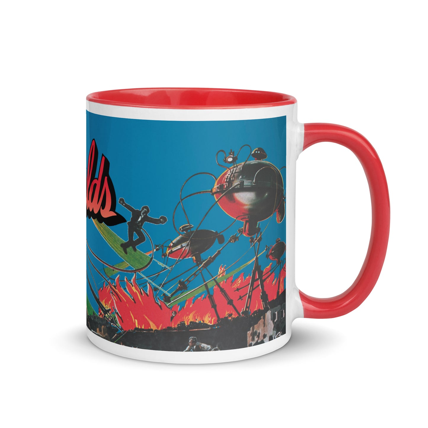 War of the Worlds Ceramic Mug – Retro Sci-Fi Movie Art with Color Handle & Interior