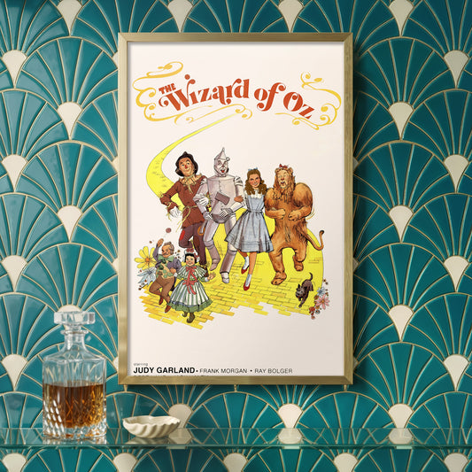 Wizard of Oz Poster Print | Vintage Movie Wall Art | Yellow Brick Road | Dorothy Tin Man Scarecrow Lion | Retro Cinema Decor