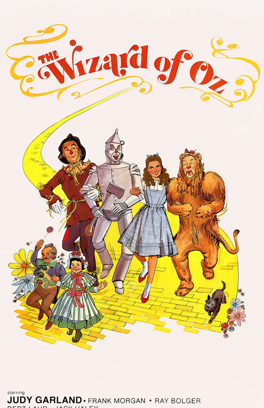 Wizard of Oz Poster Print | Vintage Movie Wall Art | Yellow Brick Road | Dorothy Tin Man Scarecrow Lion | Retro Cinema Decor