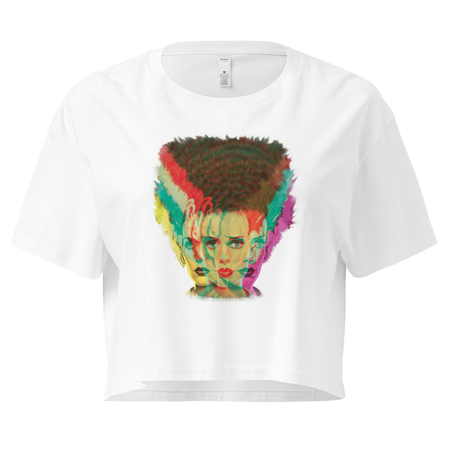 Bride of Frankenstein Crop Top • Vintage Horror Pop Art Shirt for Women • Retro Monster Graphic Tee • Gothic Movie Fashion Gift