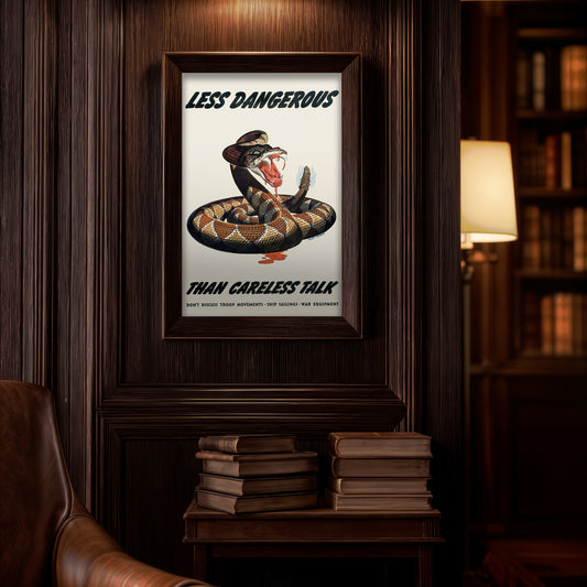 “Less Dangerous Than Careless Talk” Vintage WWII Warning Poster – 11×17 Print