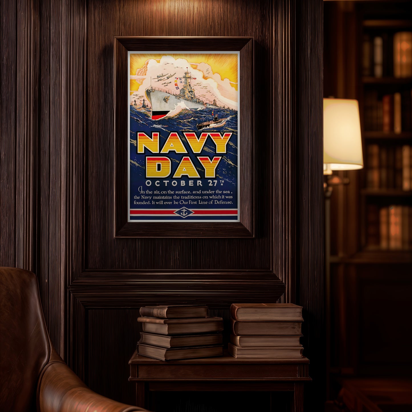 Navy Day October 27 Vintage Military Poster – U.S. Navy WWII Art Print (11×17)