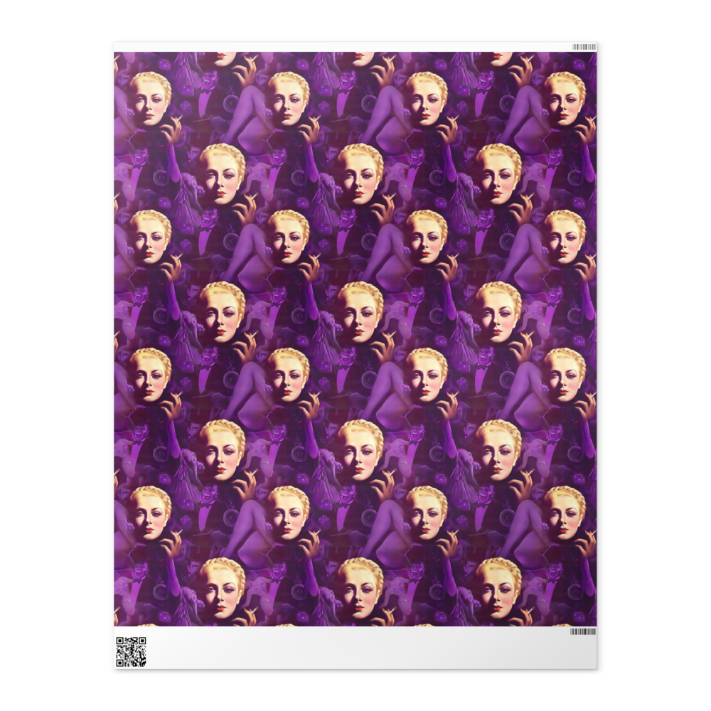 Noir Glamour Wrapping Paper – Vintage Hollywood Lounge Pattern
