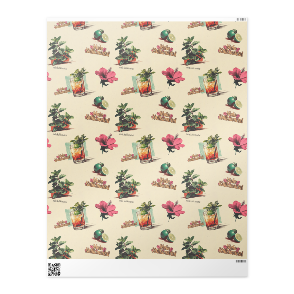 Mele Kalikimaitai Tropical Cocktail Wrapping Paper – Vintage Tiki Christmas Gift Wrap