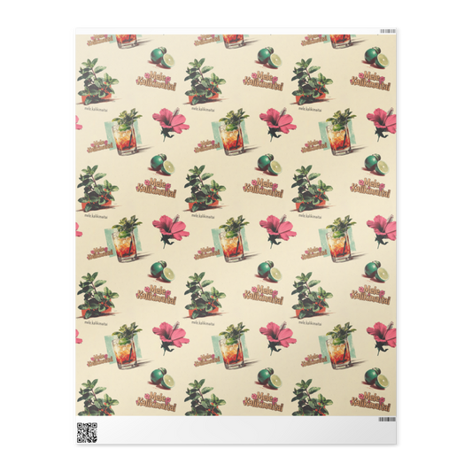 Mele Kalikimaitai Tropical Cocktail Wrapping Paper – Vintage Tiki Christmas Gift Wrap