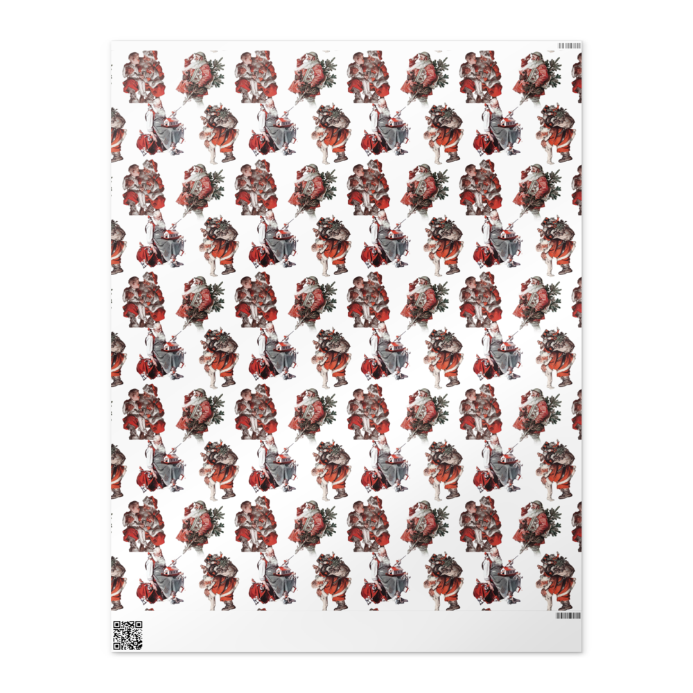 Vintage Santa Claus Wrapping Paper – Retro Christmas Illustration Pattern