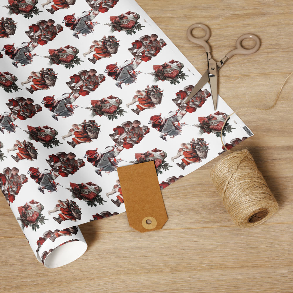 Vintage Santa Claus Wrapping Paper – Retro Christmas Illustration Pattern