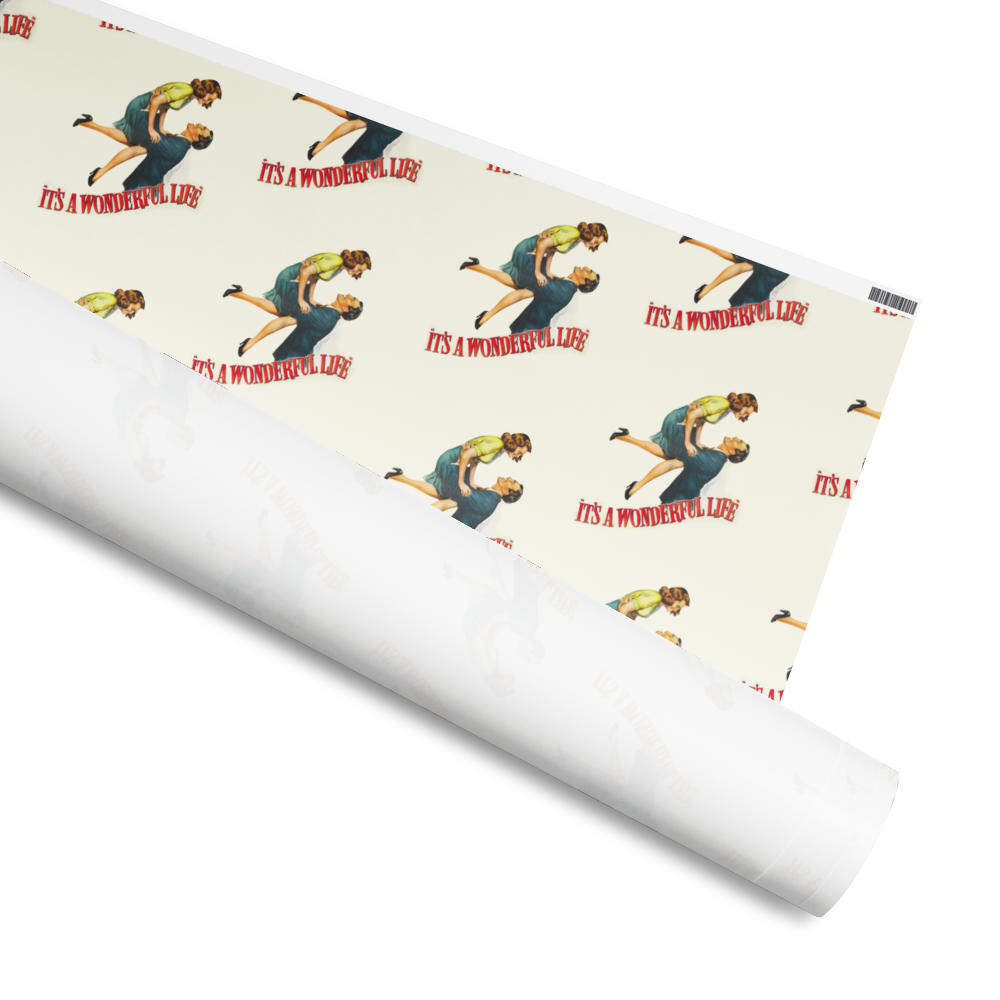 “It’s a Wonderful Life” Vintage Wrapping Paper – Classic Christmas Movie Gift Wrap, Retro Holiday Pattern