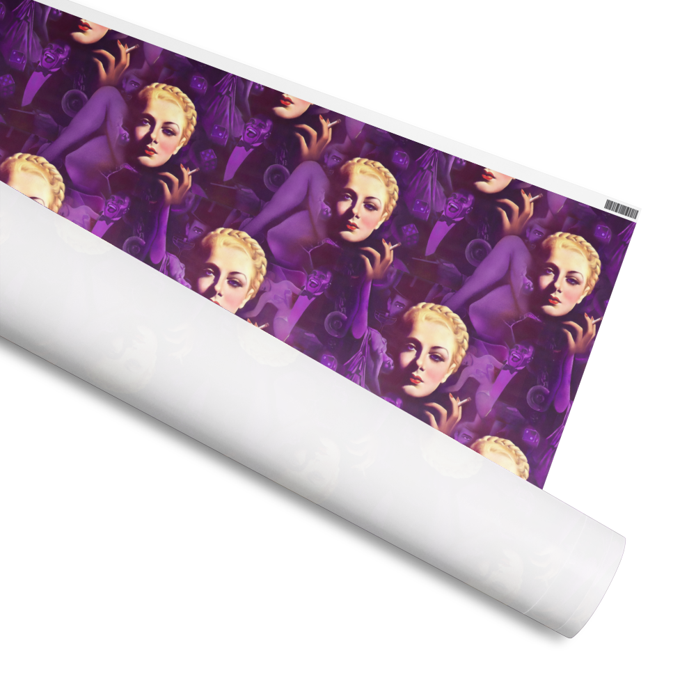 Noir Glamour Wrapping Paper – Vintage Hollywood Lounge Pattern