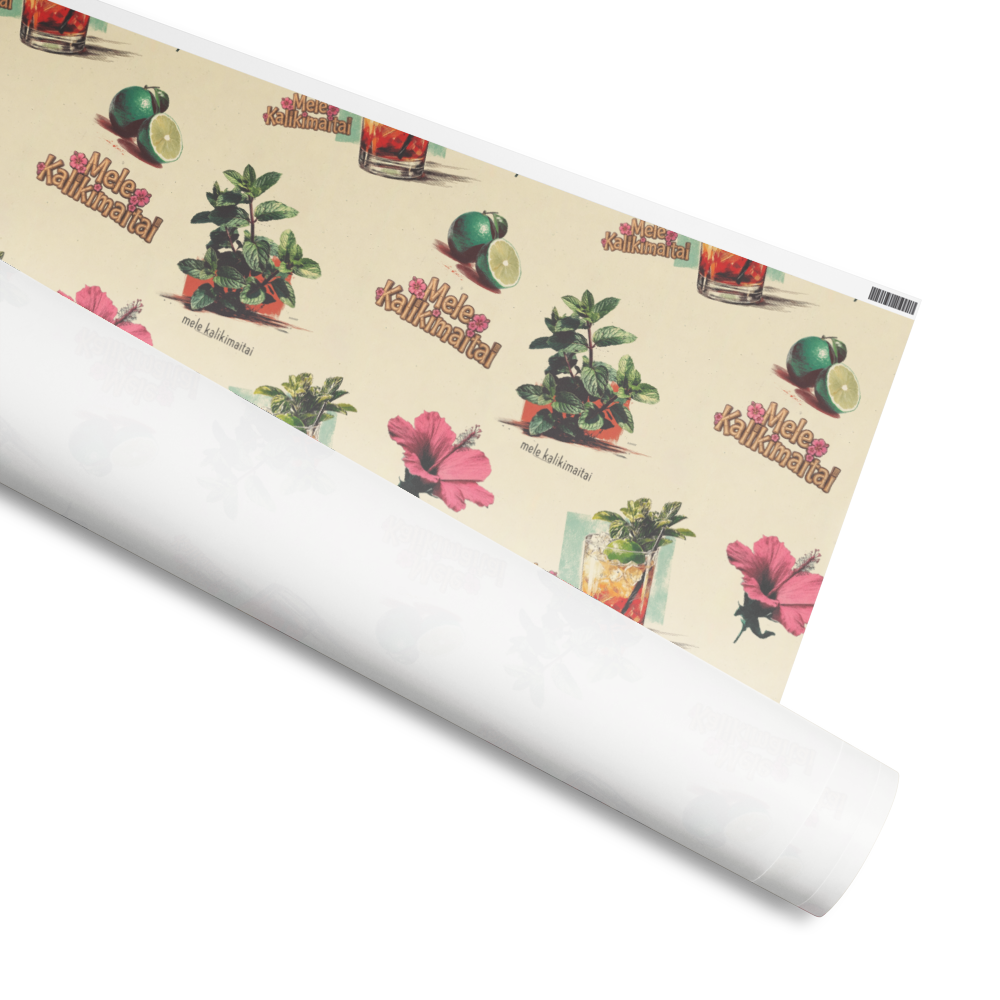 Mele Kalikimaitai Tropical Cocktail Wrapping Paper – Vintage Tiki Christmas Gift Wrap