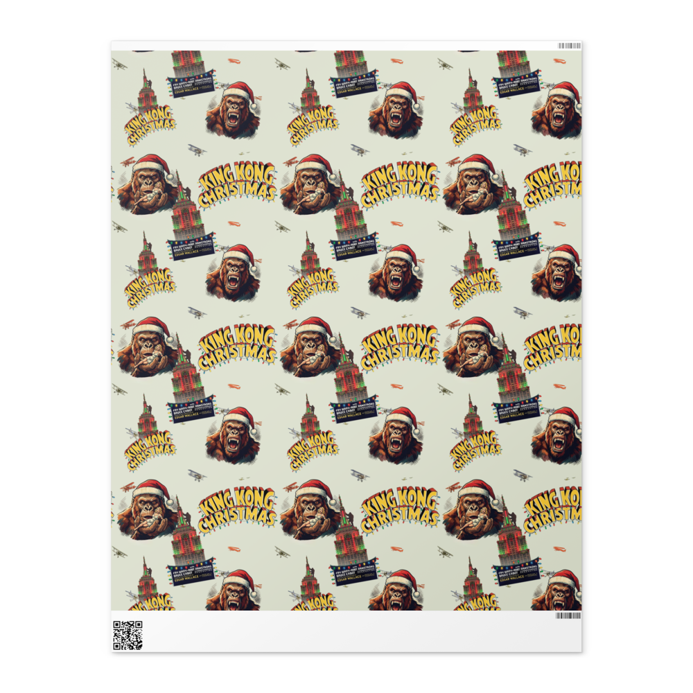King Kong Christmas Wrapping Paper – Retro Holiday Movie Pattern