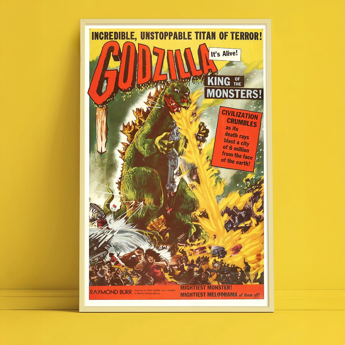 Godzilla King of the Monsters Poster • Vintage 1950s Sci-Fi Movie Print • Retro Kaiju Wall Art • Classic Monster Film Decor