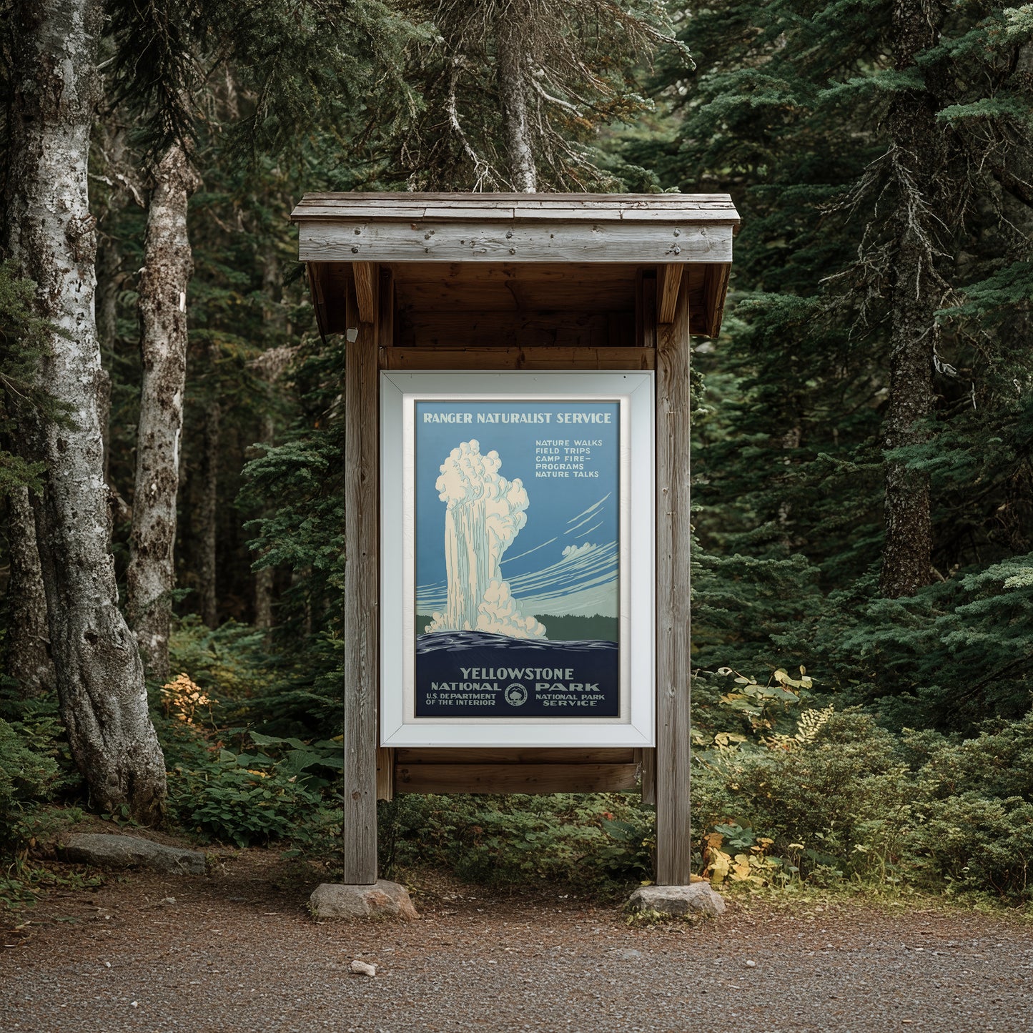 Yellowstone WPA Poster • Vintage Old Faithful Print • Retro National Park Artwork